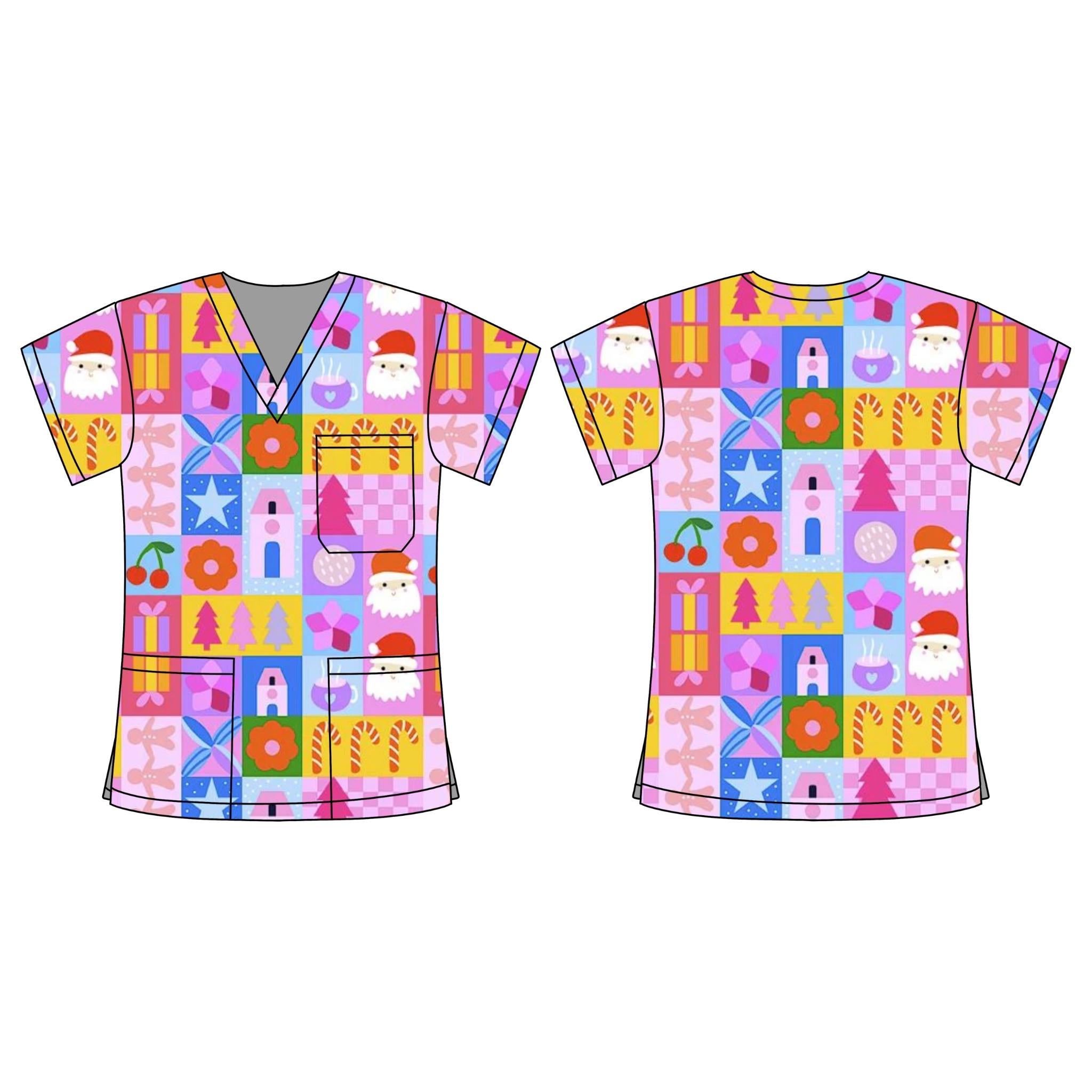 JOLLY SANTA SCRUB TOP