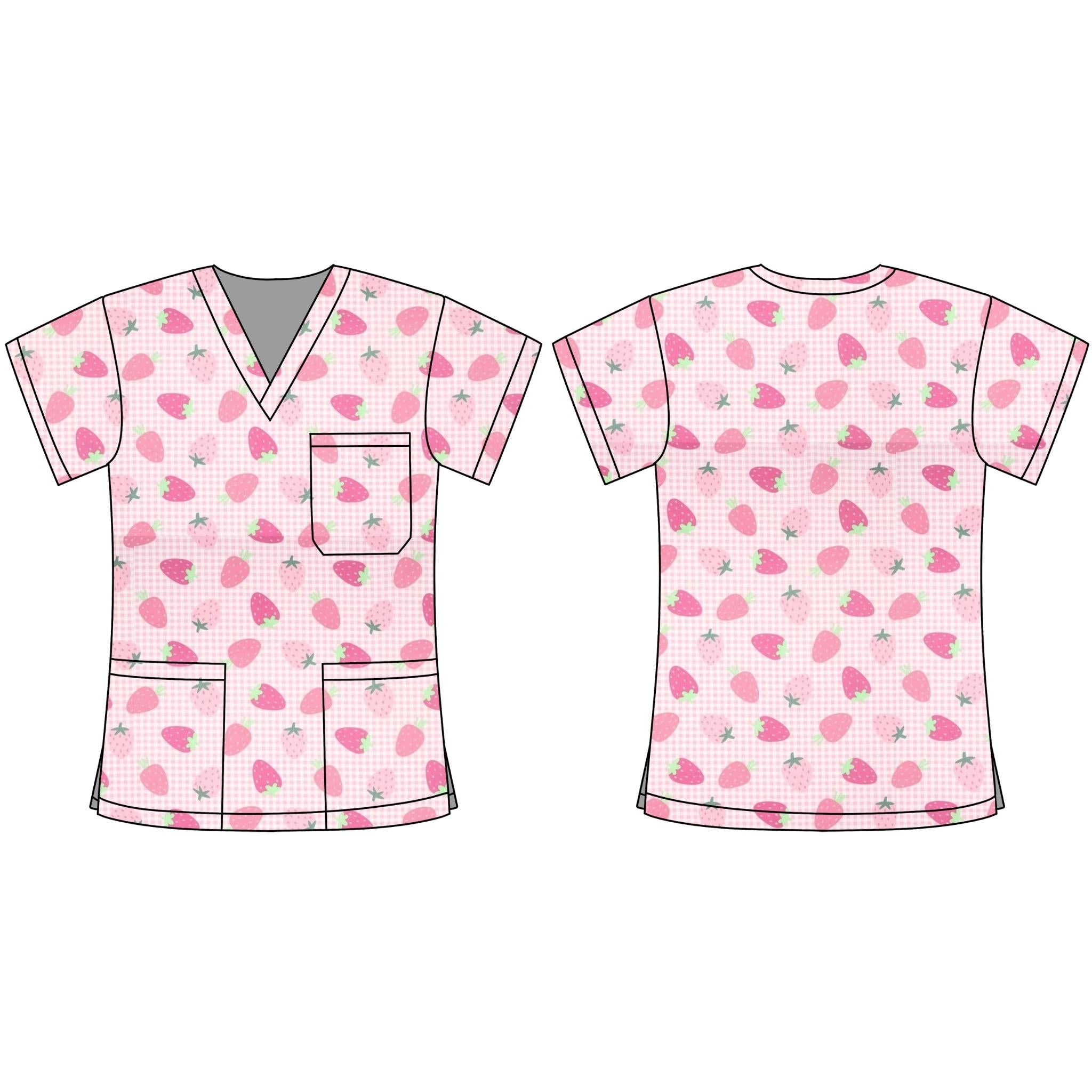 STRAWBERRY DELIGHT SCRUB TOP