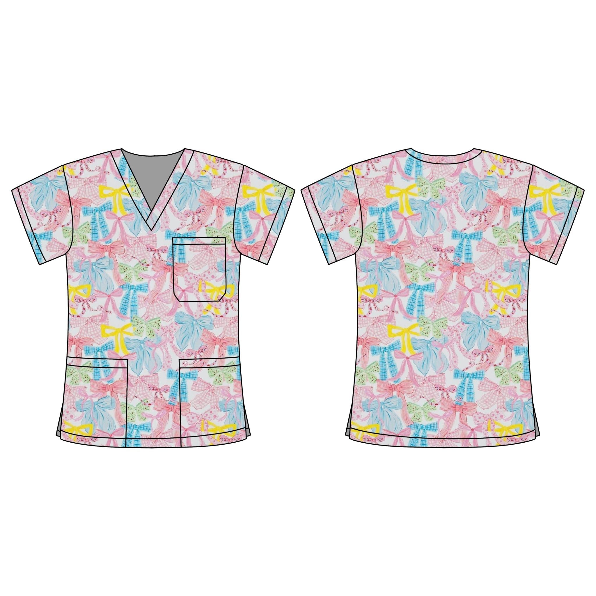 PASTEL BOW SCRUB TOP