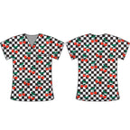 GINGHAM CHERRY SCRUB TOP