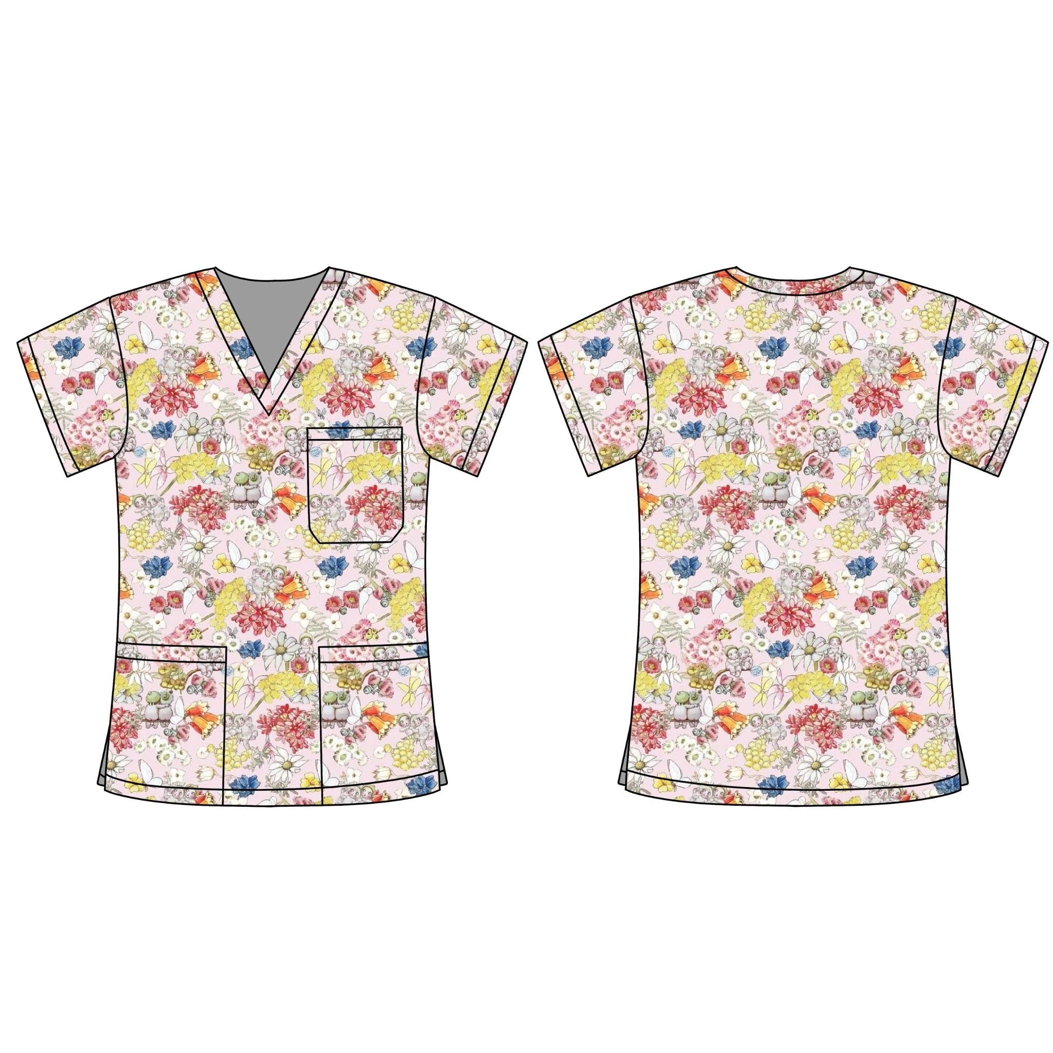 PINK SNUGGLEPOT SCRUB TOP