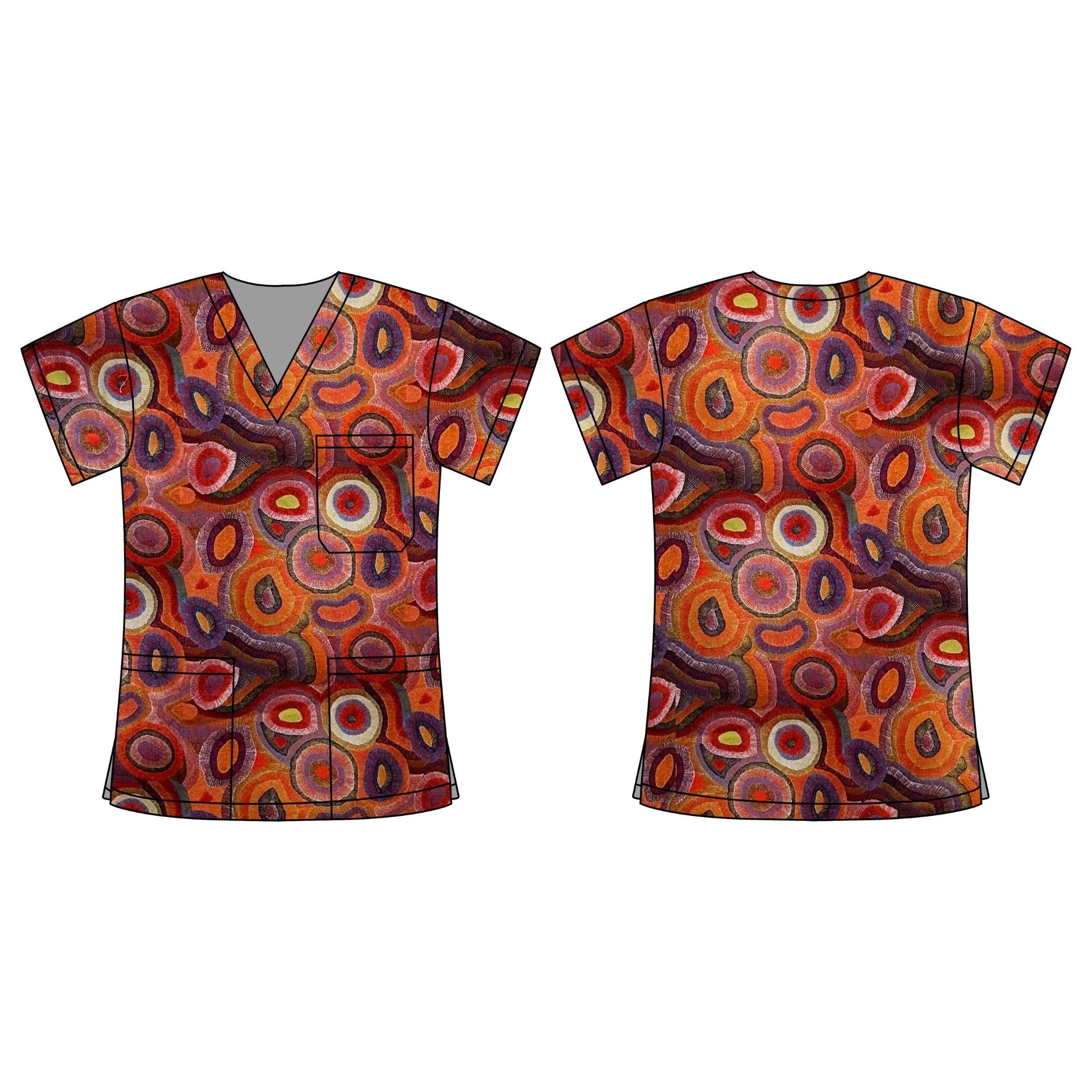 Ngapa Jukurrpa (Water Dreaming) - PUYURRU SCRUB TOP