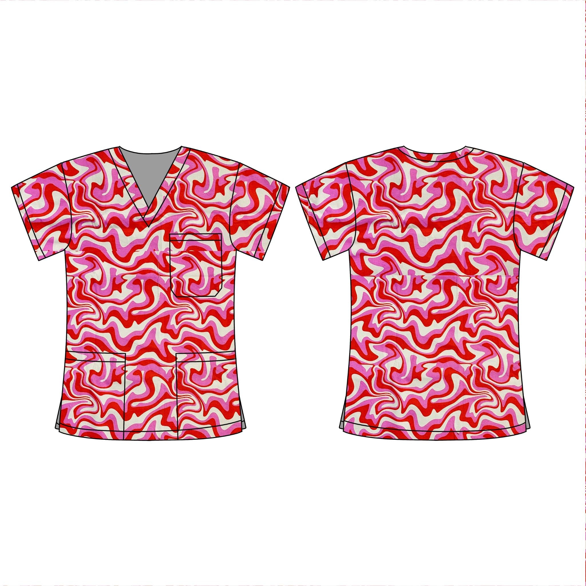 PSYCHEDELIC WAVES SCRUB TOP