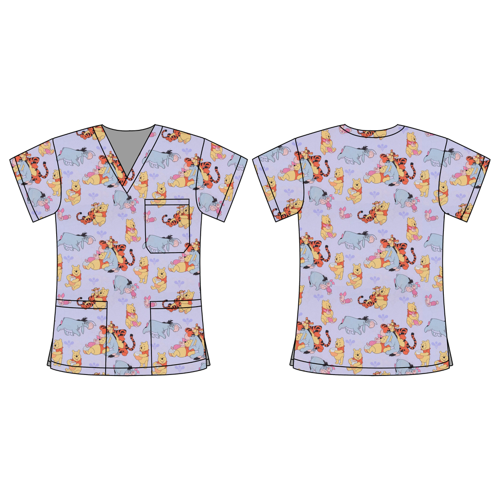 WINNIE & FRIENDS SCRUB TOP