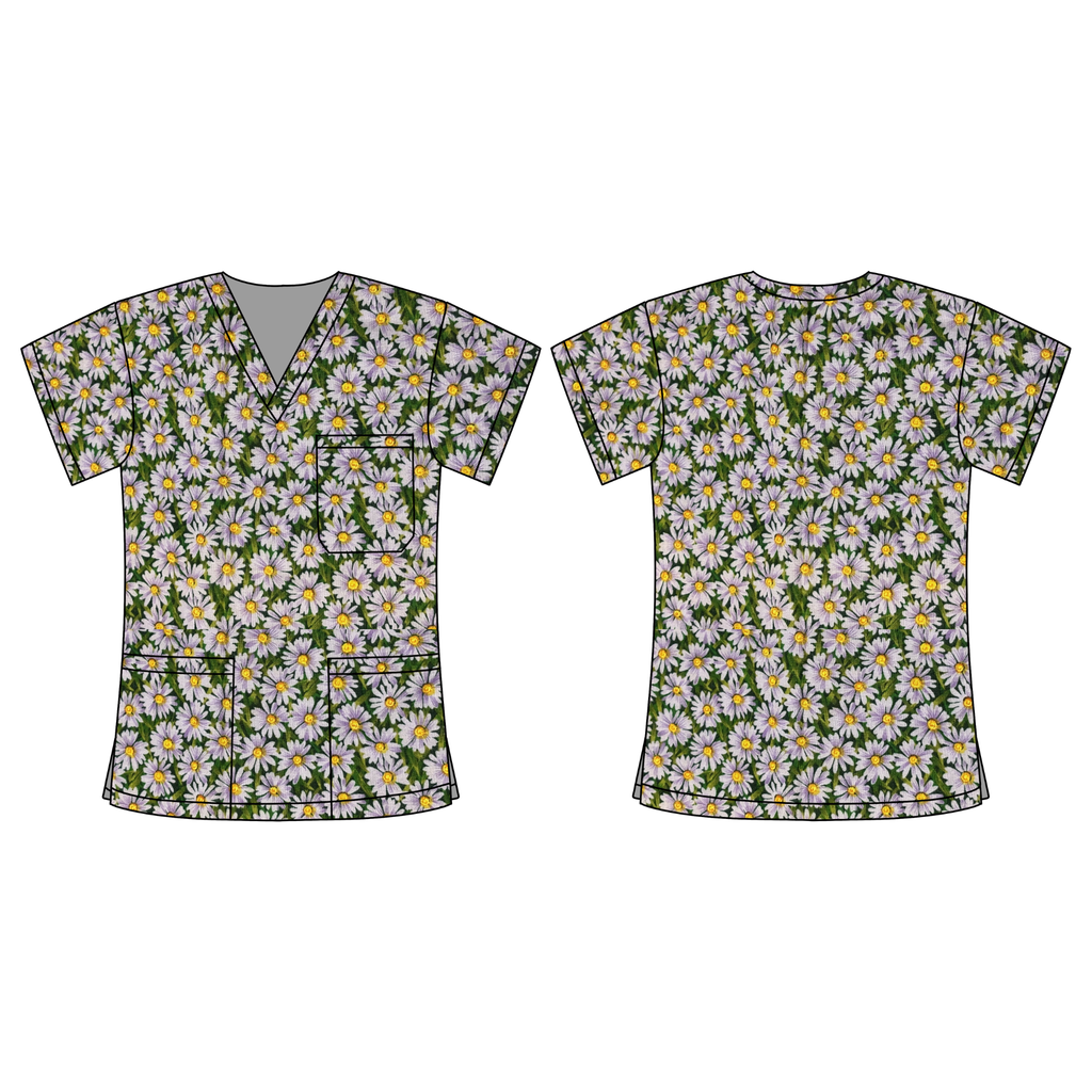 PURPLE SUNFLOWER SCRUB TOP