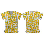 YELLOW FLORALS SCRUB TOP