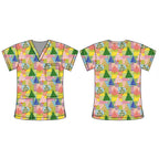 XMAS TREE PATCHWORK SCRUB TOP
