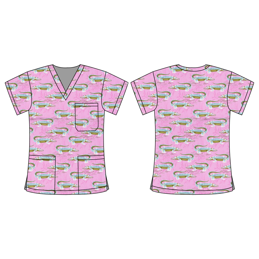 PINK CROC SCRUB TOP
