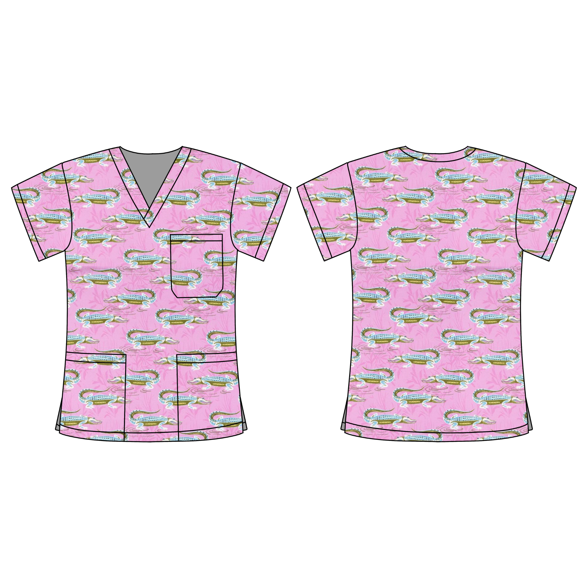 PINK CROC SCRUB TOP