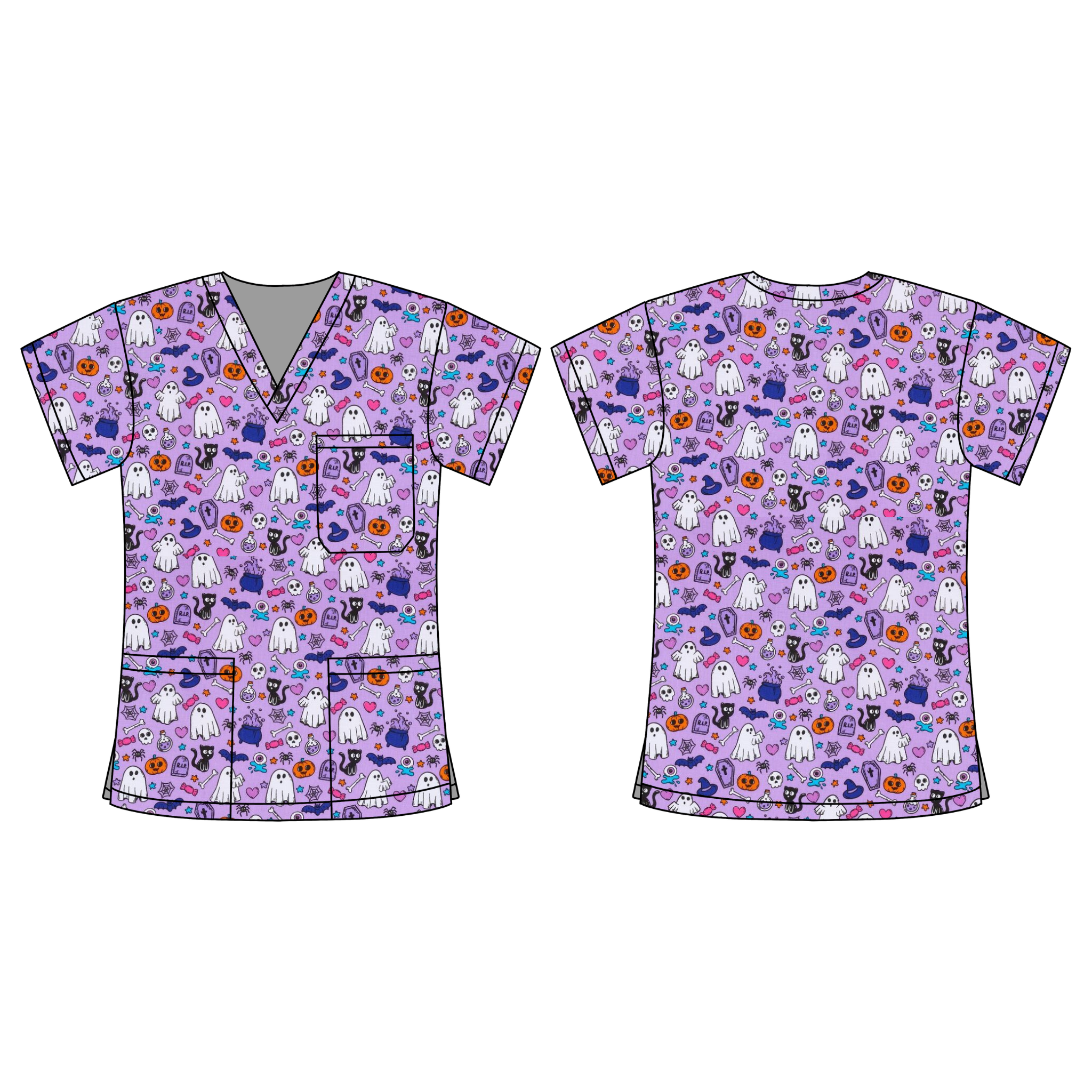 SPOOKY VIBES SCRUB TOP