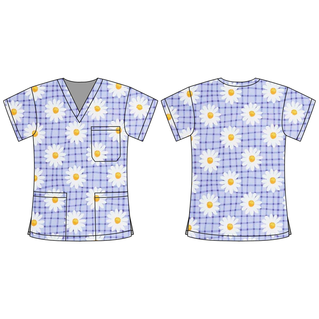 PURPLE DAISY SCRUB TOP