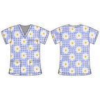 PURPLE DAISY SCRUB TOP