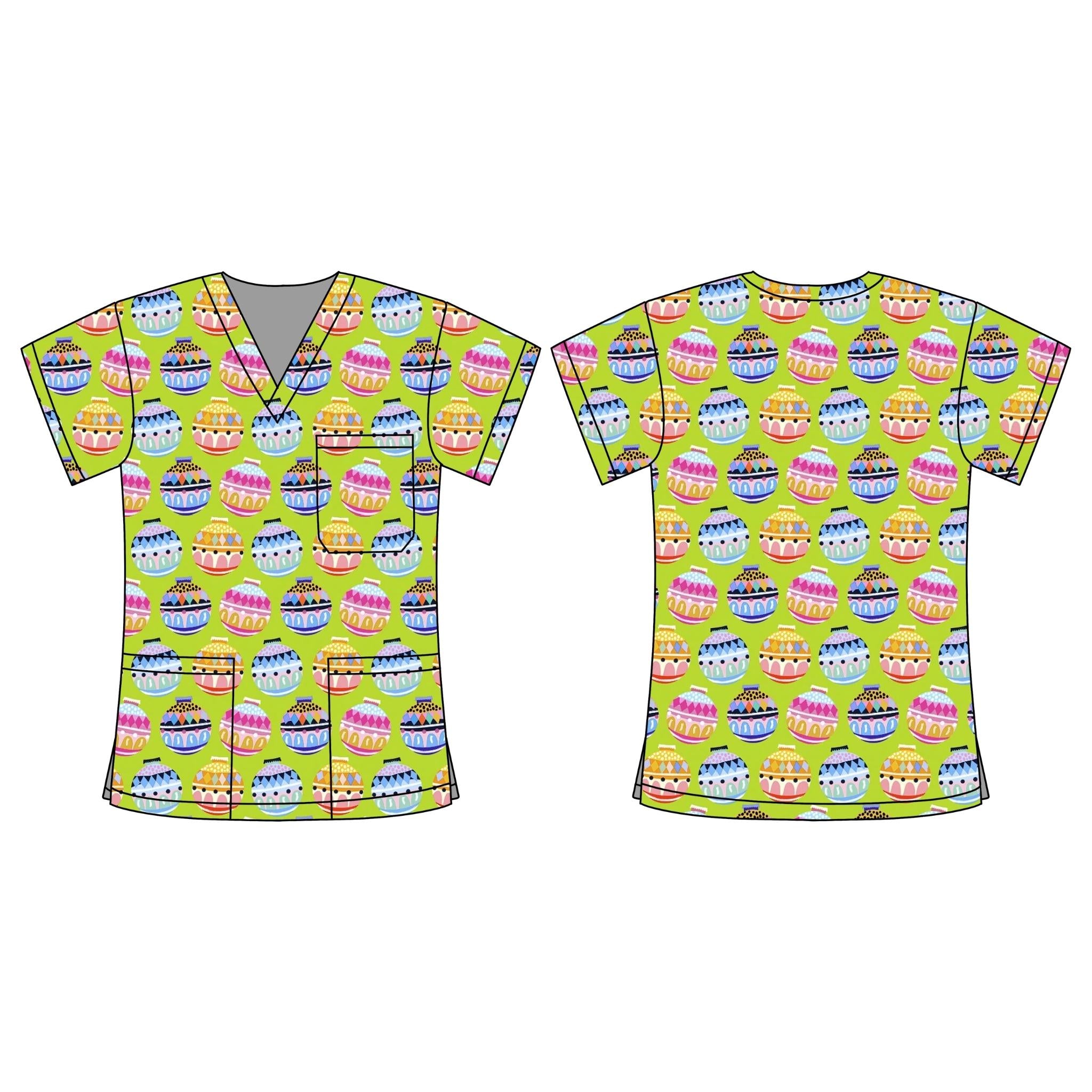 LIME BAUBLE SCRUB TOP
