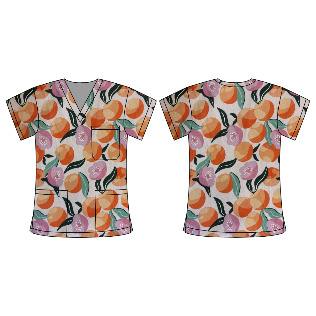 PEACHES AND CREAM SCRUB TOP