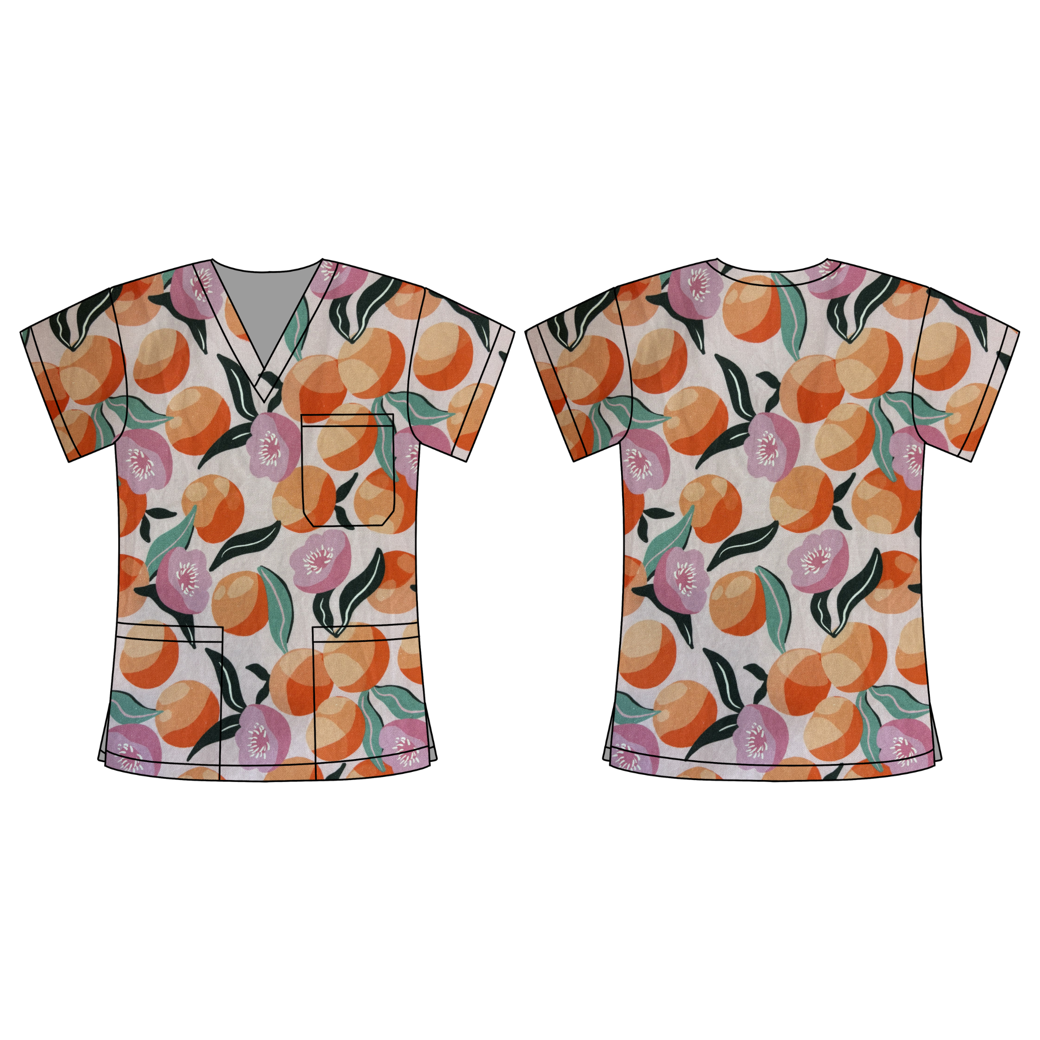 PEACHES AND CREAM SCRUB TOP