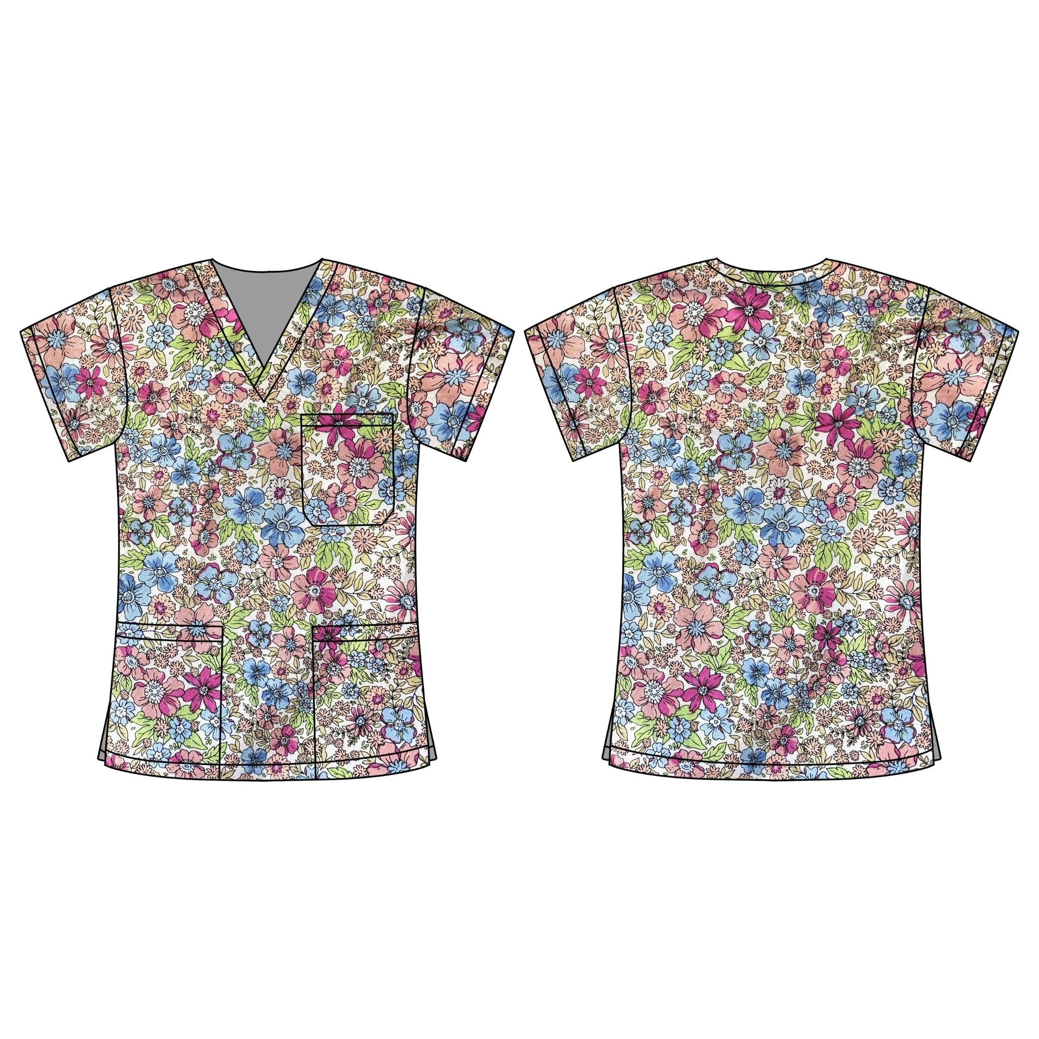 LIBERTY FLORALS SCRUB TOP