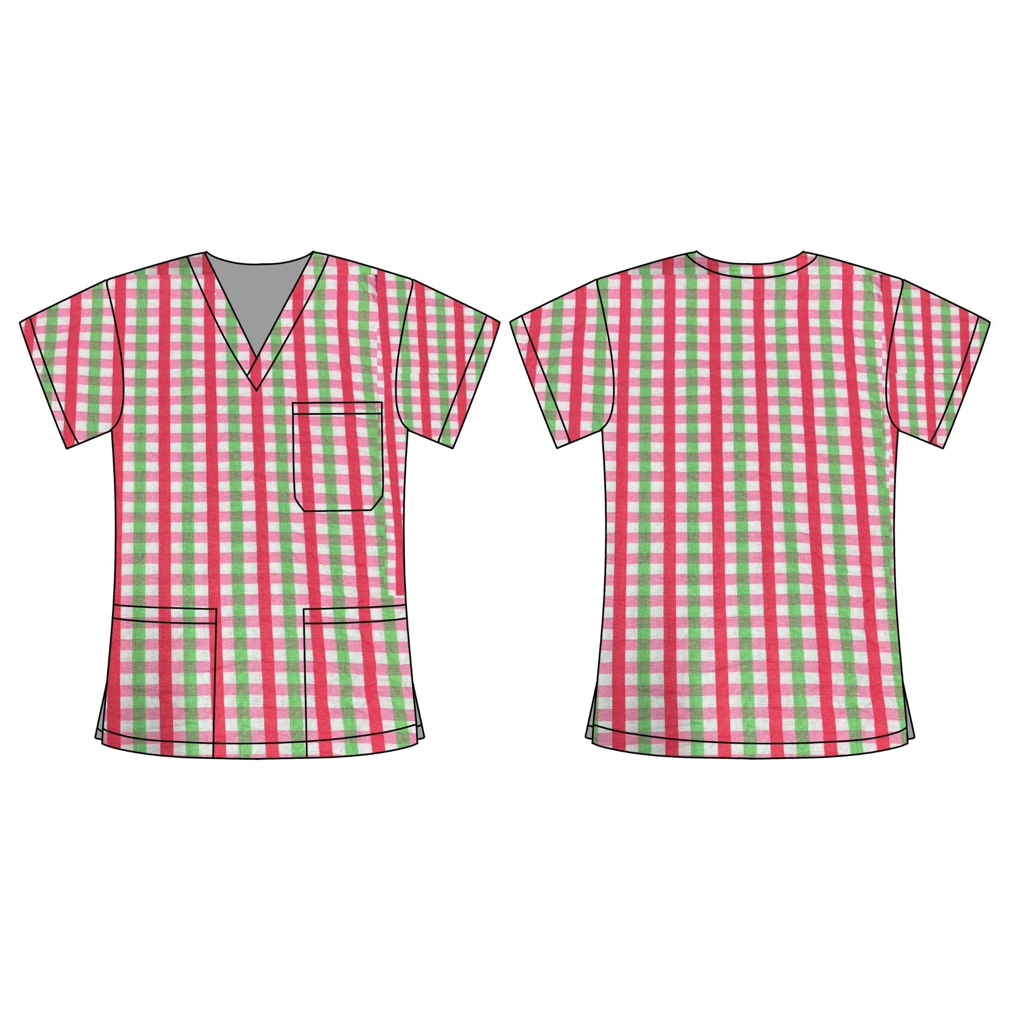 FAIRLY ODD PARENTS GINGHAM SCRUB TOP