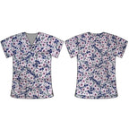 PURPLE FLORALS SCRUB TOP
