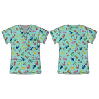RAINBOW CAT SCRUB TOP