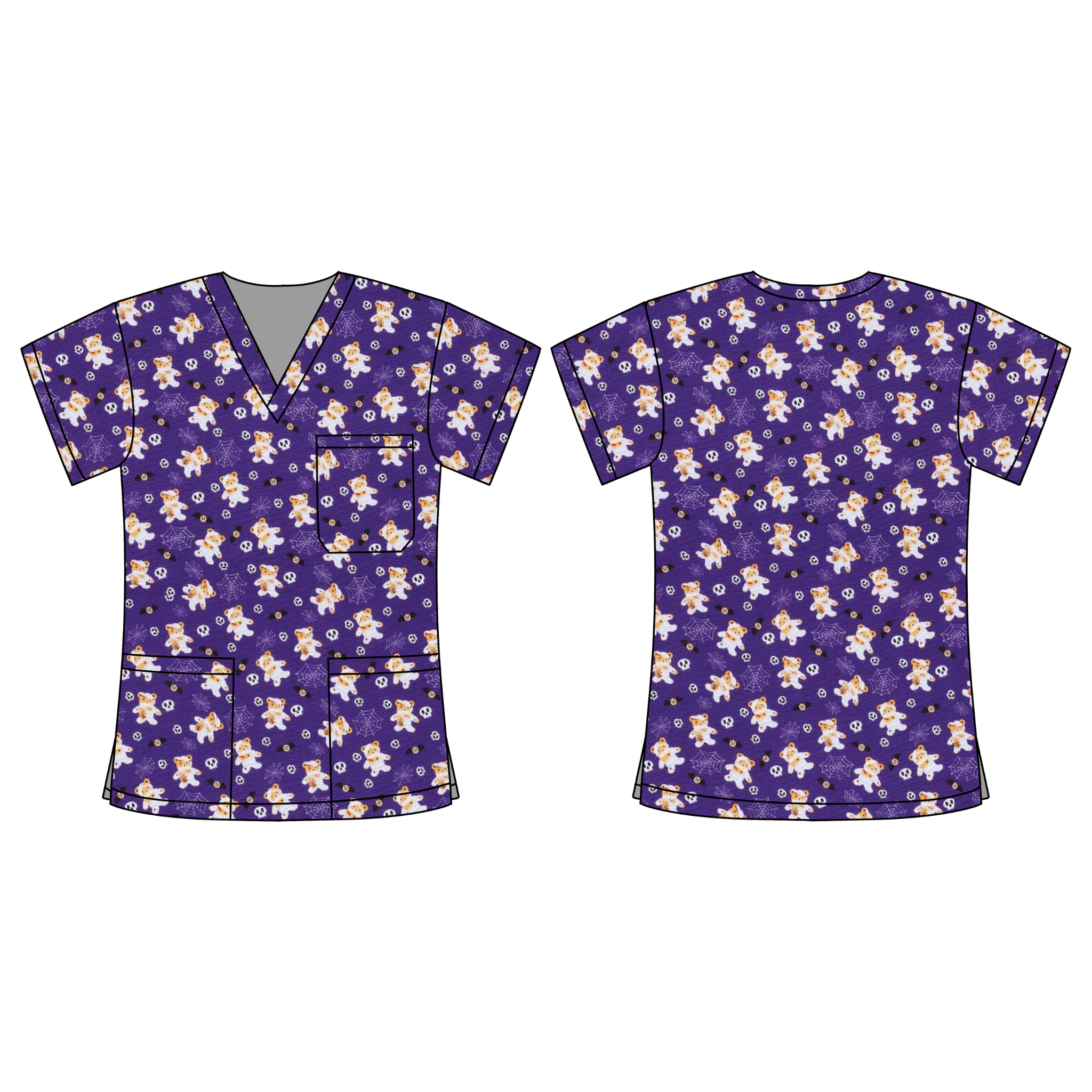 TEDDY BEAR MUMMY SCRUB TOP