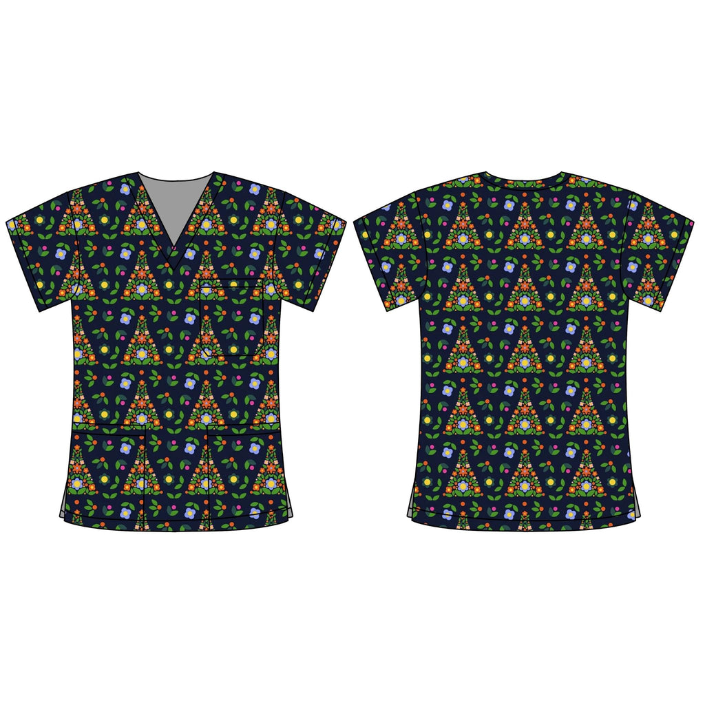 XMAS TREE SCRUB TOP