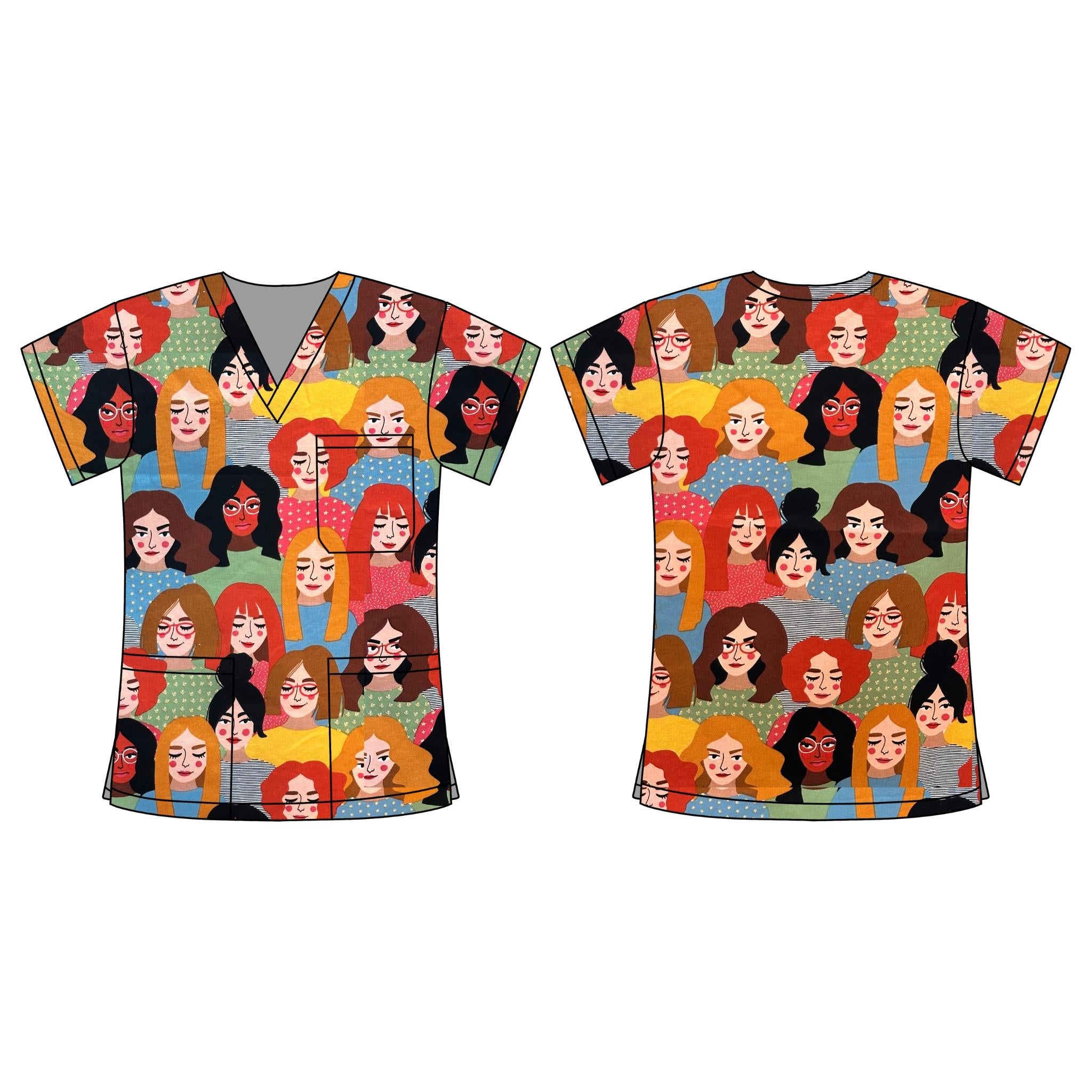 FACES OF THE WORLD SCRUB TOP