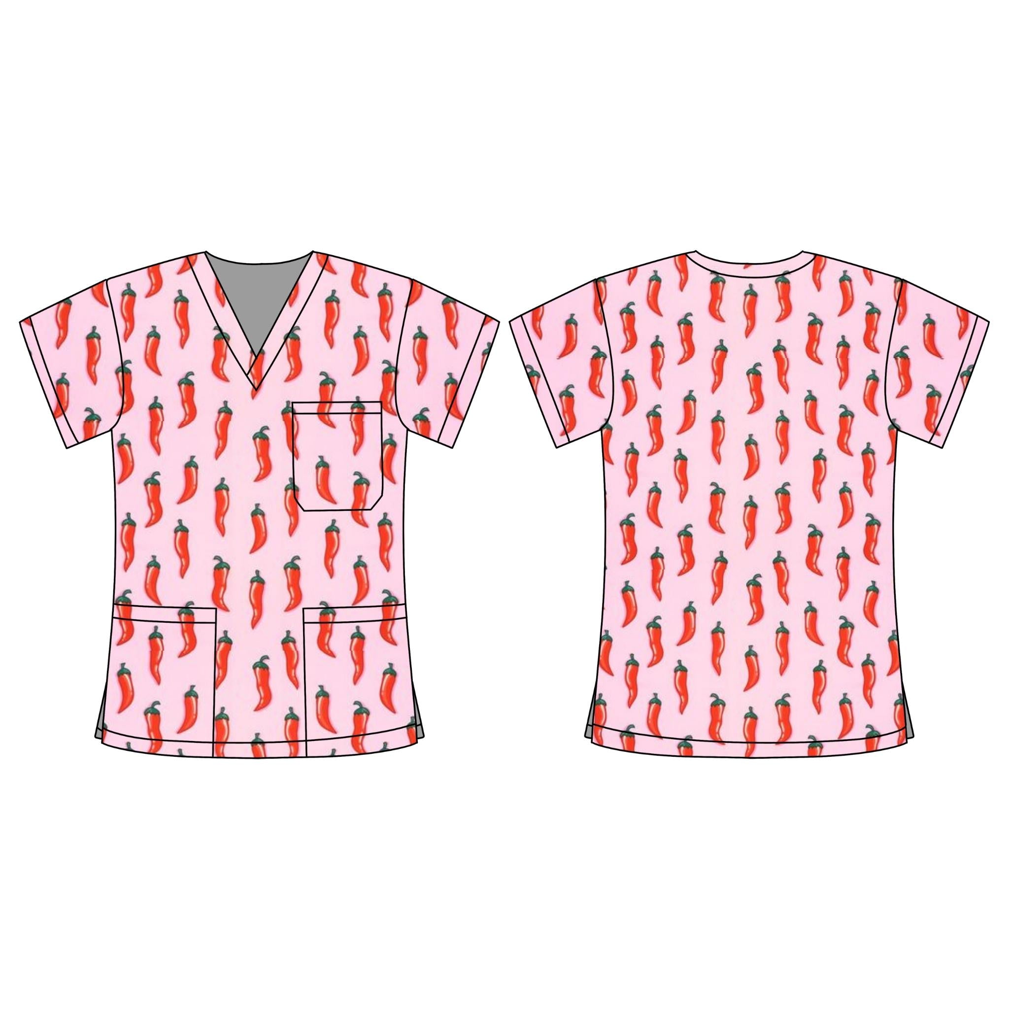 CHILLI SCRUB TOP
