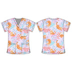 SPRING TIGERS SCRUB TOP
