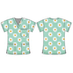 GREEN DAISY SCRUB TOP