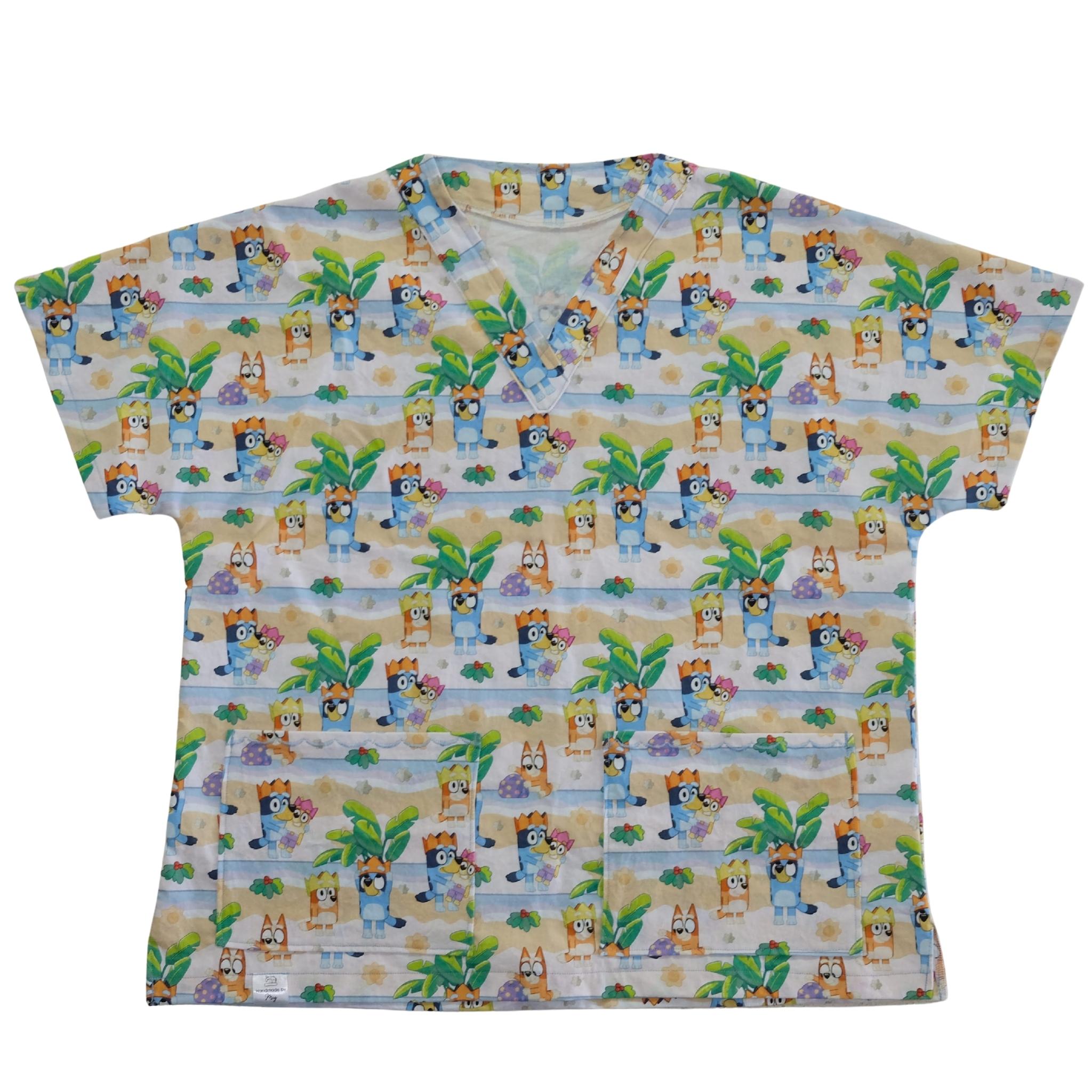 BEACHY BLUEY SCRUB TOP