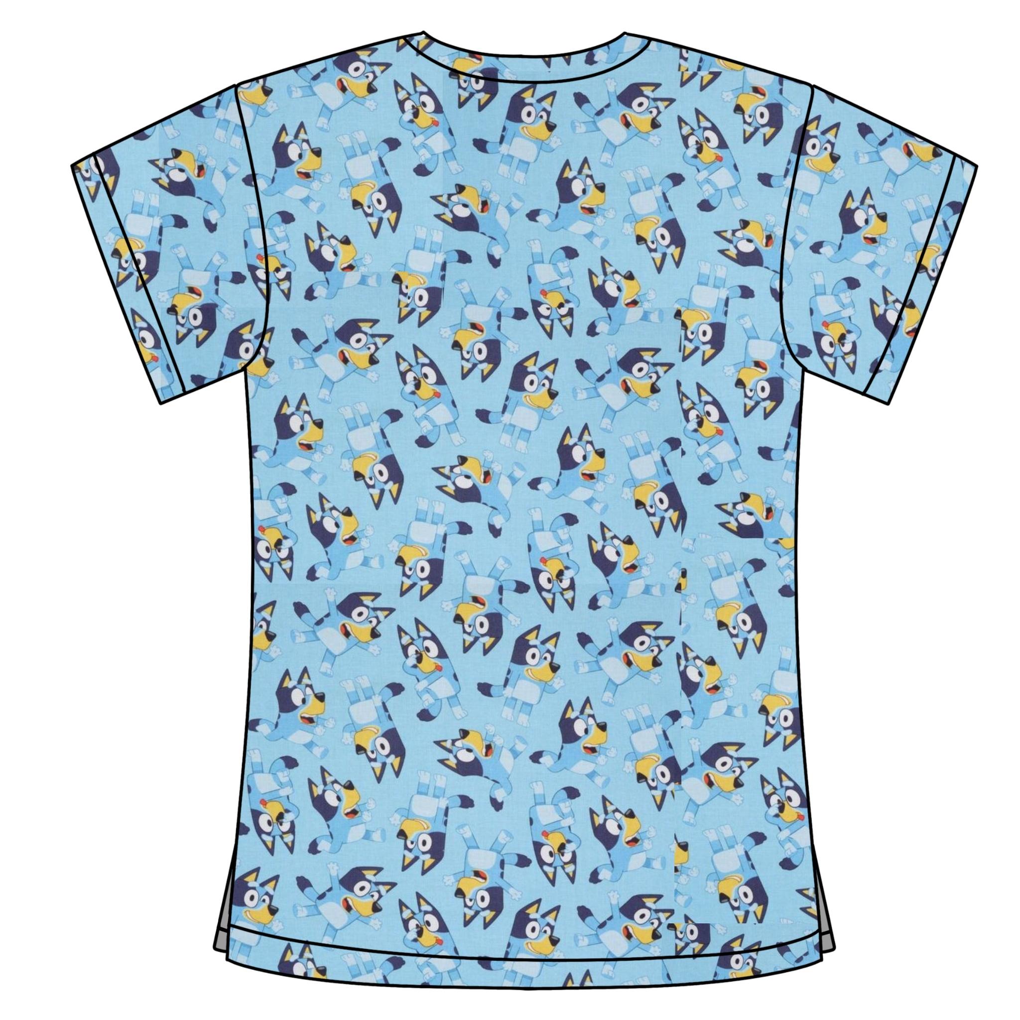 bluey dog on a sky blue background
